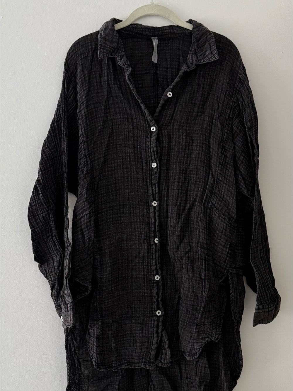 Anthropologie Black Gauze Swim Coverup Shirt